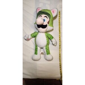 Super Mario Cat Luigi Plush Toy Nintendo Stuffed Animal Green White Large 25"